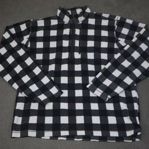 Duluth Trading Co Sweatshirt Mens 2XL Black & White Plaid Long Sleeves 1/4 Zip